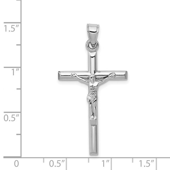 10k White Gold Crucifix Pendant - Picture 2 of 4